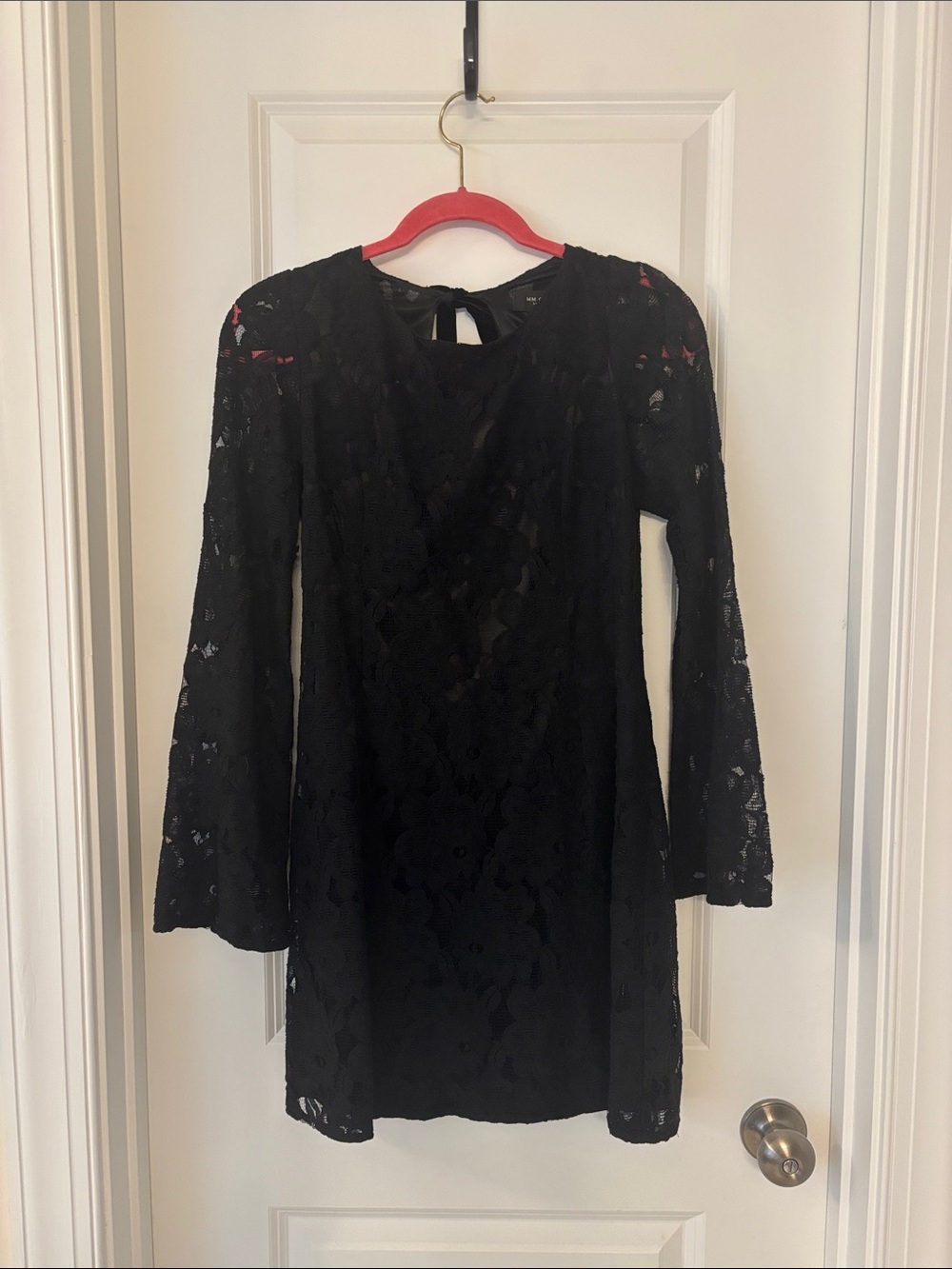MM Couture Black Lace Long-Sleeve Mini Dress